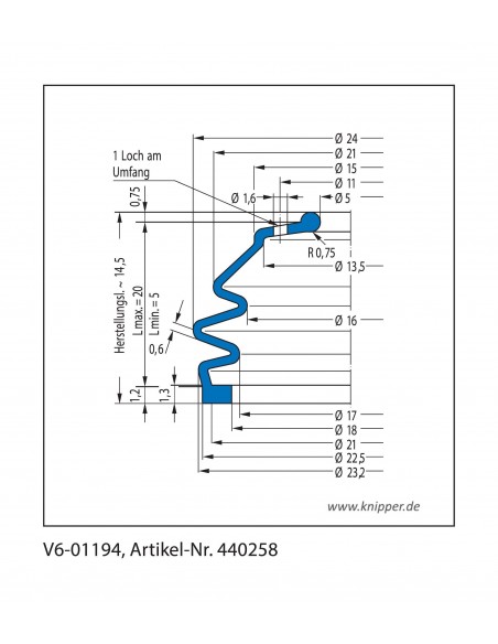 Vouwbalg V6-01194 CFW Simrit Simrit V6-standaard programma