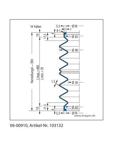 Soffietto V6-00910 Freudenberg ehemals CFW und Simrit Simrit V6-programma standard v
