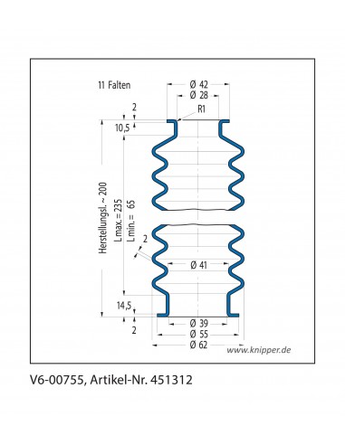 Soufflet V6-00755 Freudenberg ehemals CFW und Simrit Soufflets Simrit V6-programme standard
