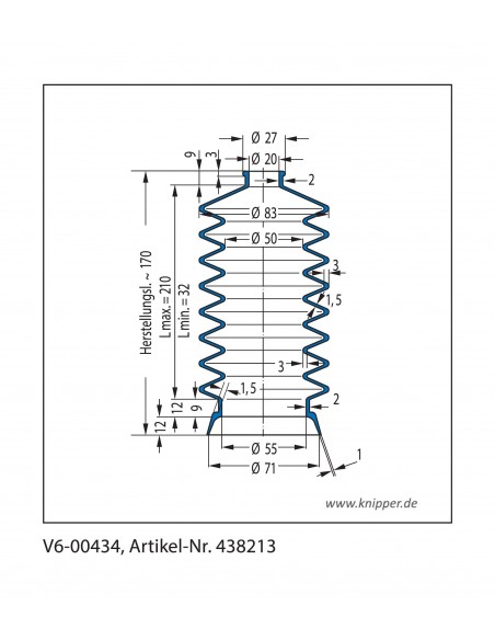 Vouwbalg V6-00199 CFW Simrit Simrit V6-standaard programma