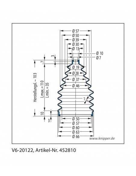 Vouwbalg V6-20122 CFW Simrit Simrit V6-standaard programma