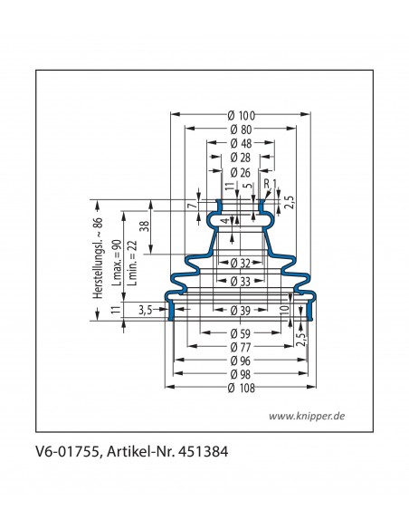 Vouwbalg V6-01755 CFW Simrit Simrit V6-standaard programma