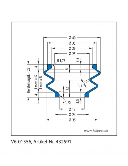 Vouwbalg V6-01556 CFW Simrit Simrit V6-standaard programma
