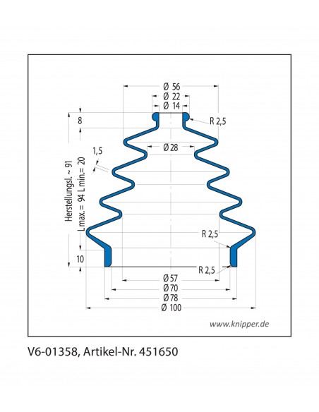Vouwbalg V6-01358 CFW Simrit Simrit V6-standaard programma