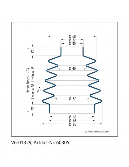 Vouwbalg V6-01329 CFW Simrit Simrit V6-standaard programma