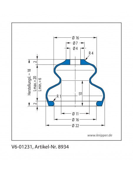 Vouwbalg V6-01231 CFW Simrit Simrit V6-standaard programma