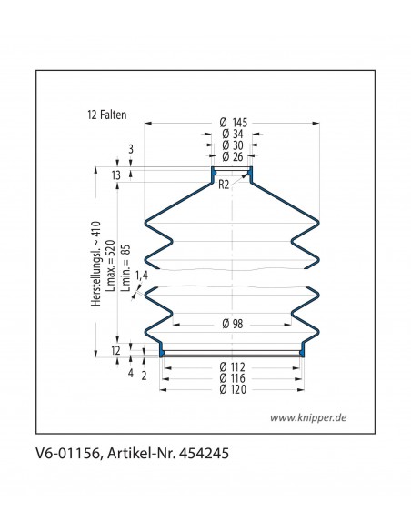 Vouwbalg V6-01156 CFW Simrit Simrit V6-standaard programma
