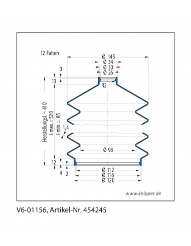 Protection Bellow V6-01156 Freudenberg ehemals CFW und Simrit Simrit V6-standard range