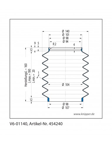 Fuelle de proteccion V6-01140 Freudenberg ehemals CFW und Simrit Simrit V6-programa estándar