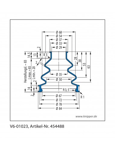 Soufflet V6-01023 Freudenberg ehemals CFW und Simrit Soufflets Simrit V6-programme standard