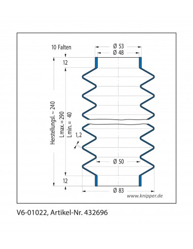 Soufflet V6-01022 Freudenberg ehemals CFW und Simrit Soufflets Simrit V6-programme standard