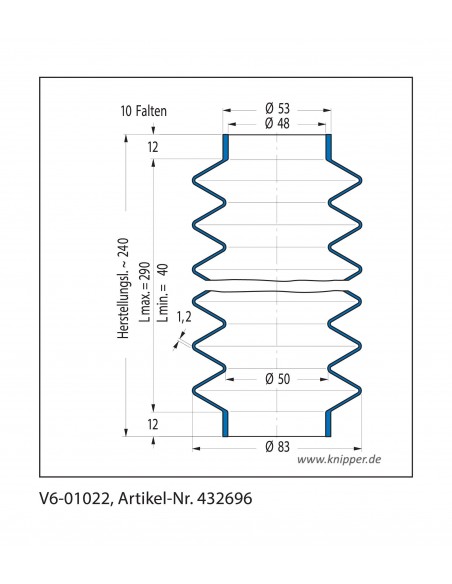 Vouwbalg V6-01022 CFW Simrit Simrit V6-standaard programma
