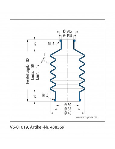 Soufflet V6-01019 Freudenberg ehemals CFW und Simrit Soufflets Simrit V6-programme standard