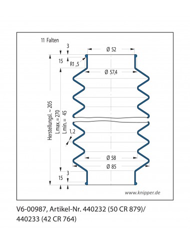 Fuelle de proteccion V6-00987 Freudenberg ehemals CFW und Simrit Simrit V6-programa estándar