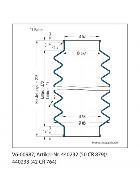 Vouwbalg V6-00987 CFW Simrit Simrit V6-standaard programma