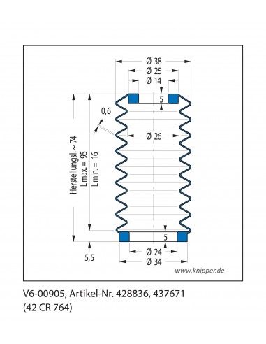 Fuelle de proteccion V6-00905 Freudenberg ehemals CFW und Simrit Simrit V6-programa estándar
