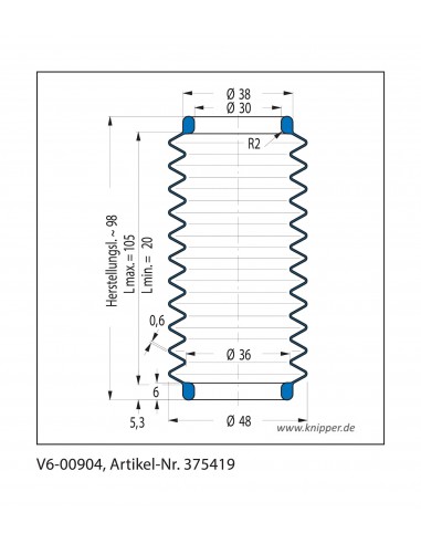 Soufflet V6-00904 Freudenberg ehemals CFW und Simrit Soufflets Simrit V6-programme standard