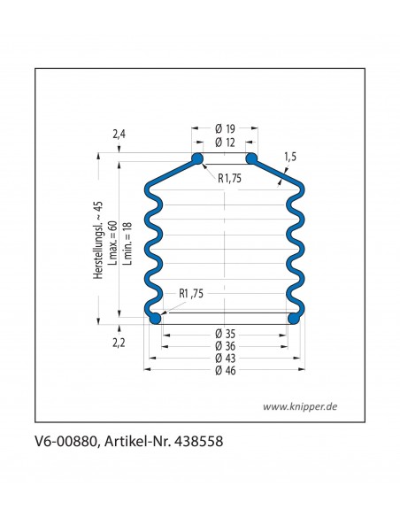Vouwbalg V6-00880 CFW Simrit Simrit V6-standaard programma