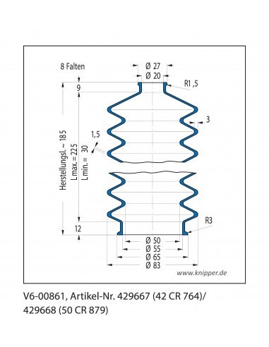 Fuelle de proteccion  V6-00861 Freudenberg ehemals CFW und Simrit Simrit V6-programa estándar