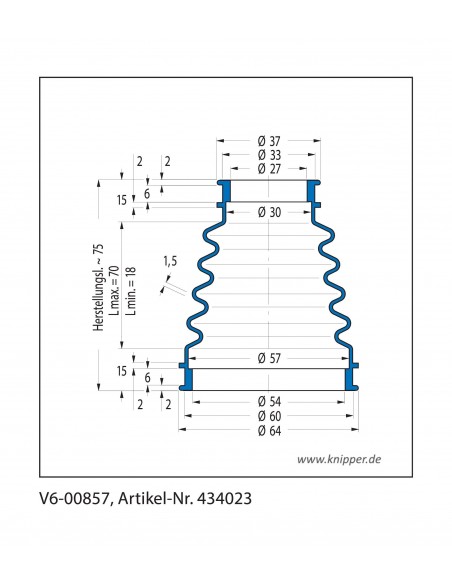 Vouwbalg V6-00857 CFW Simrit Simrit V6-standaard programma