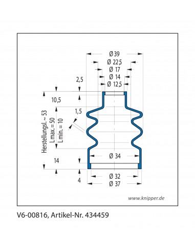 Soufflet V6-00816 Freudenberg ehemals CFW und Simrit Soufflets Simrit V6-programme standard