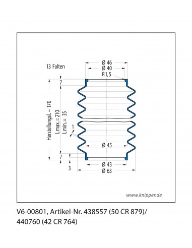 Fuelle de proteccion V6-00801 Freudenberg ehemals CFW und Simrit Simrit V6-programa estándar