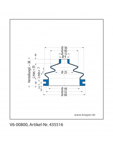 Vouwbalg V6-00800 Freudenberg ehemals CFW und Simrit Simrit V6-standaard programma