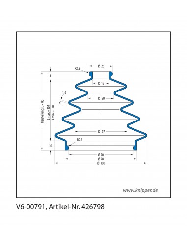 Soufflet V6-00791 Freudenberg ehemals CFW und Simrit Soufflets Simrit V6-programme standard