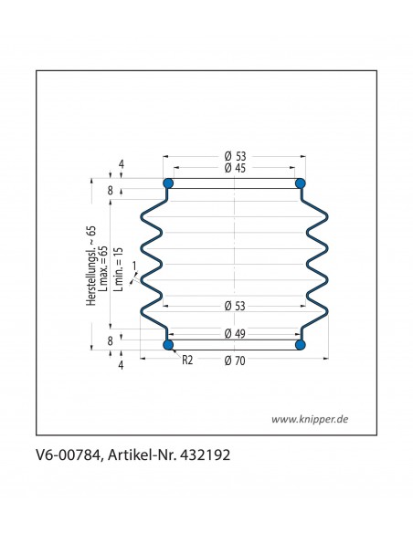 Vouwbalg V6-00784 CFW Simrit Simrit V6-standaard programma