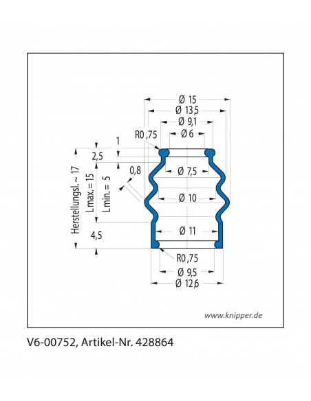 Vouwbalg V6-00752 Freudenberg ehemals CFW und Simrit Simrit V6-standaard programma