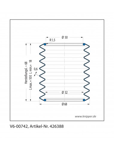 Soufflet V6-00742 Freudenberg ehemals CFW und Simrit Soufflets Simrit V6-programme standard