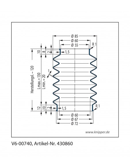 Vouwbalg V6-00740 CFW Simrit Simrit V6-standaard programma