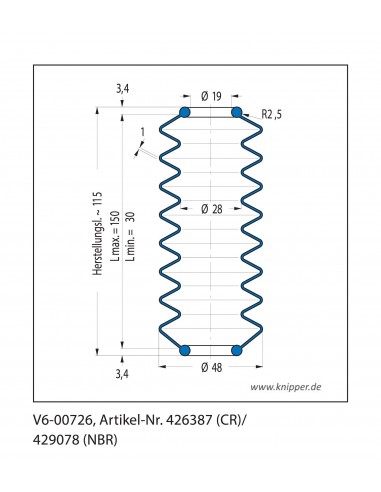 Fuelle de proteccion V6-00726 Freudenberg ehemals CFW und Simrit Simrit V6-programa estándar