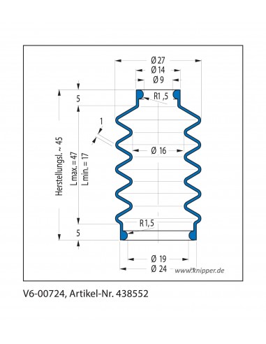 Fuelle de proteccion V6-00724 Freudenberg ehemals CFW und Simrit Simrit V6-programa estándar