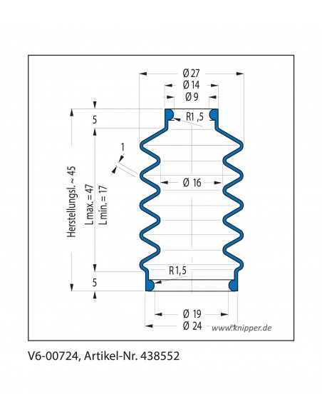 Vouwbalg V6-00724 CFW Simrit Simrit V6-standaard programma