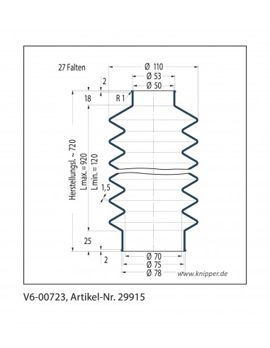 Protection Bellow V6-00723 Freudenberg ehemals CFW und Simrit Simrit V6-standard range
