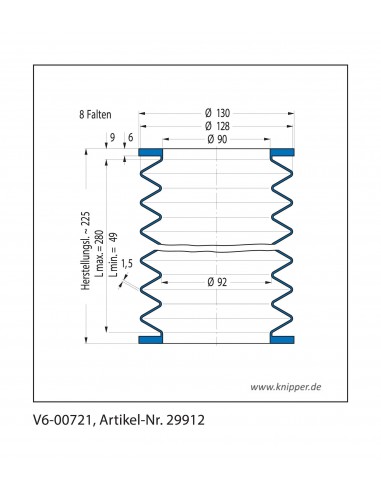 Soufflet V6-00721 Freudenberg ehemals CFW und Simrit Soufflets Simrit V6-programme standard