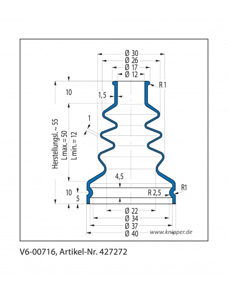 Vouwbalg V6-00716 CFW Simrit Simrit V6-standaard programma