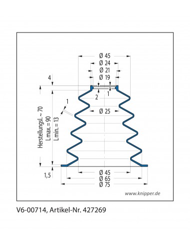 Soffietto V6-00714 Freudenberg ehemals CFW und Simrit Simrit V6-programma standard v