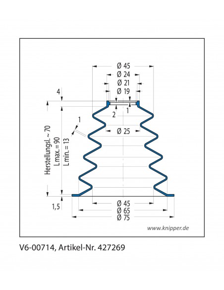 Vouwbalg V6-00714 CFW Simrit Simrit V6-standaard programma