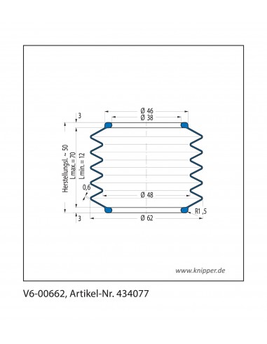 Soffietto V6-00662 Freudenberg ehemals CFW und Simrit Simrit V6-programma standard v