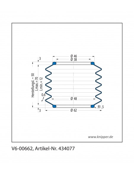 Vouwbalg V6-00662 CFW Simrit Simrit V6-standaard programma