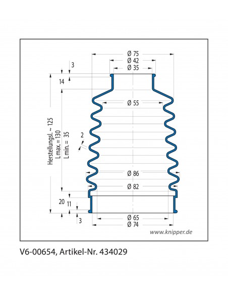 Vouwbalg V6-00654 CFW Simrit Simrit V6-standaard programma