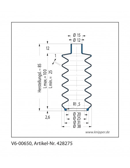 Vouwbalg V6-00650 CFW Simrit Simrit V6-standaard programma