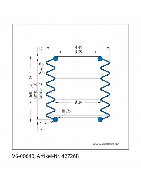 Vouwbalg V6-00640 CFW Simrit Simrit V6-standaard programma