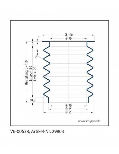 Vouwbalg V6-00638 CFW Simrit Simrit V6-standaard programma