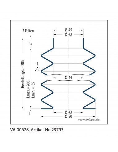 Soufflet V6-00628 Freudenberg ehemals CFW und Simrit Soufflets Simrit V6-programme standard