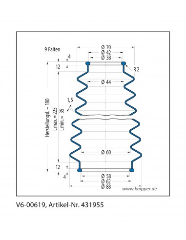 Protection Bellow V6-00619 Freudenberg ehemals CFW und Simrit Simrit V6-standard range