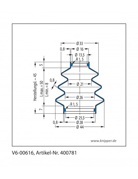 Vouwbalg V6-00616 CFW Simrit Simrit V6-standaard programma