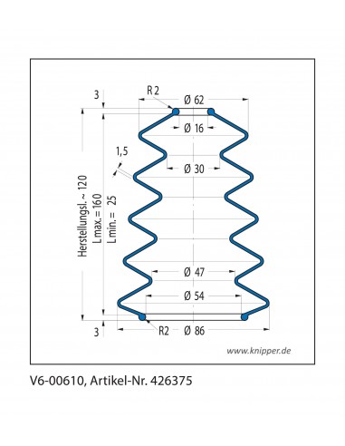 Soffietto V6-00610 Freudenberg ehemals CFW und Simrit Simrit V6-programma standard v